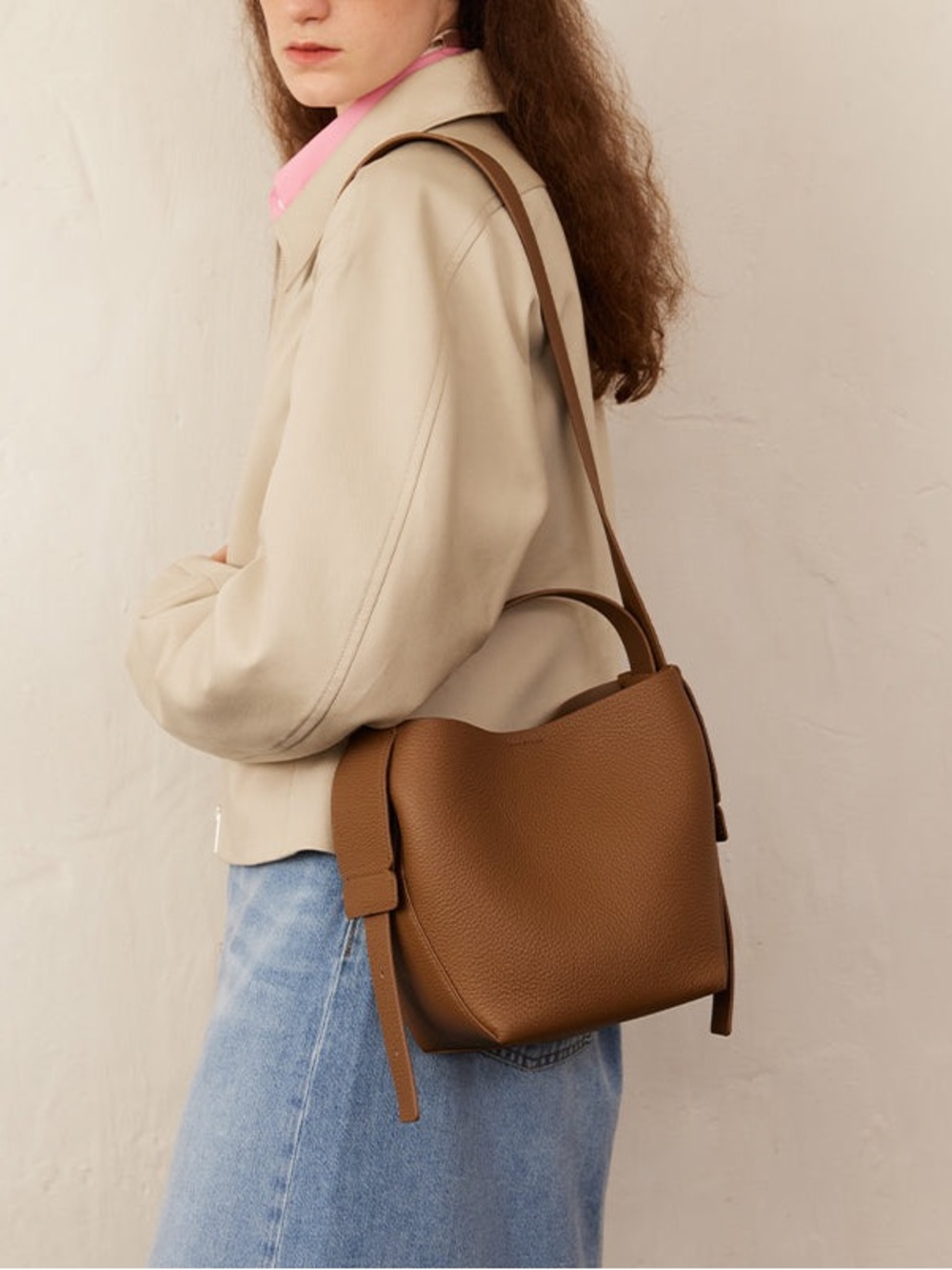 La Festin Brown Pebbled Shoulder Bag